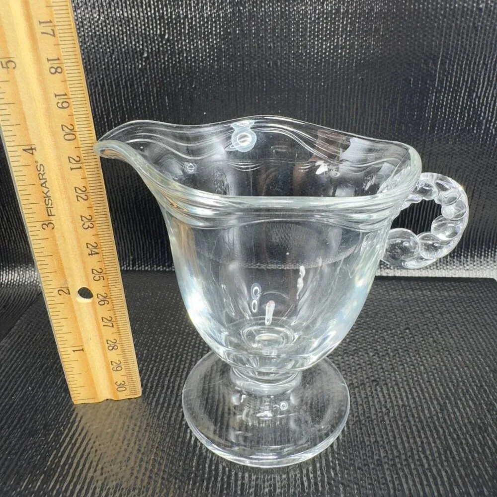 1930s Fostoria Coronet Clear Glass Creamer Small Pitcher Manganese 365nm UV Glow